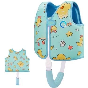 Imagem de OSHYLE Colete de natação de neoprene premium para crianças – com alças de segurança ajustáveis para idades de 1 a 9 anos, auxílio de natação de flutuabilidade ideal para meninos, meninas e crianças