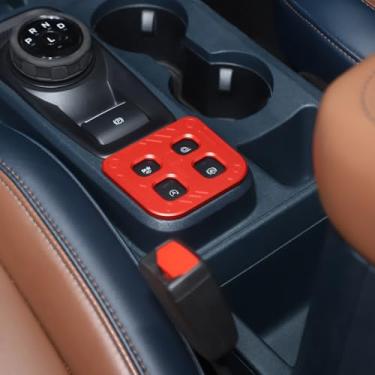 Imagem de Aunginsy Acabamento da tampa do botão do interruptor do console central compatível com acessórios Ford Maverick 2022-2024 2025 2026, painel de controle central de alumínio para carro, protetor de