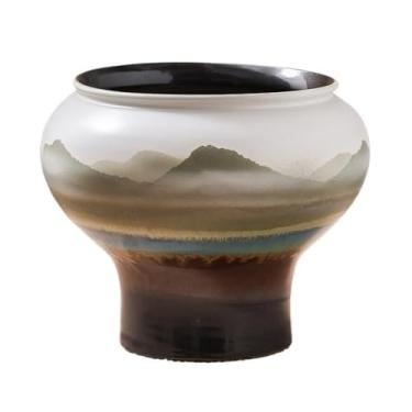 Imagem de Vasos de plantas Vaso de cerâmica Jingdezhen vintage para piso e teto, vaso com pintura simples decoração