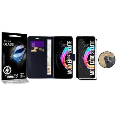 Imagem de Capa Carteira + Vidro 3d + Pel Câmera Para Moto Edge 20 Lite XT2139-2 