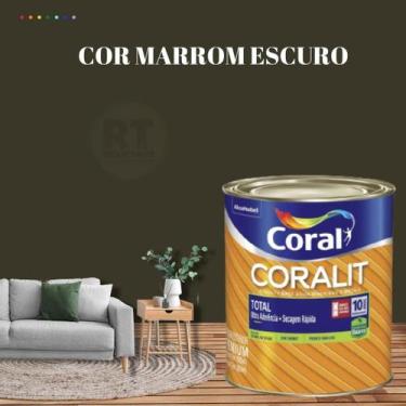 Imagem de Esmalte Sintético Base Água Coral Coralit 800ml Tinta Cor Marrom Aceti