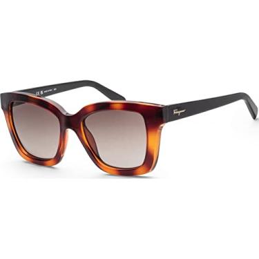 Imagem de Salvatore Ferragamo Óculos de sol femininos retangulares dégradé marrom SF955S 214 53