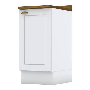 Imagem de Balcão 1 Porta 40cm Americana Branco Com Tampo Nature - Móveis Henn Branco-nature