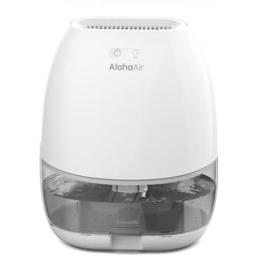 Imagem de Desumidificador, desumidificadores pequenos AlohaAir de 1000 ml para casa e quarto, silencioso com luz noturna de 7 cores, desligamento automático, desumidificadores para quarto, banheiro, trailer e