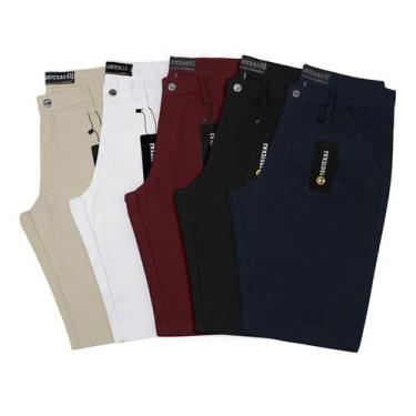 Imagem de Kit 5 Bermuda Brim Lisa Masculina Sarja Premium Atacado Revenda - Toot