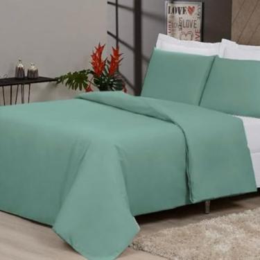 Imagem de Capa Duvet King Zíper 400 Fios Toque Algodão – Lençol Duplo para Edredom Casal Luxo(VERDE,CLERO (2,40 X 2,60))