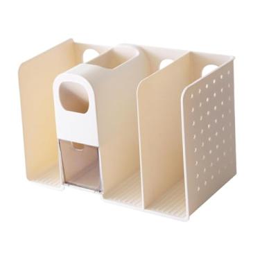 Imagem de Generic Organizador de mesa, porta-revistas com gaveta, suporte para escritório, organizador de arquivos, suporte para livros, mesa, quarto, escritório, casa, Bege