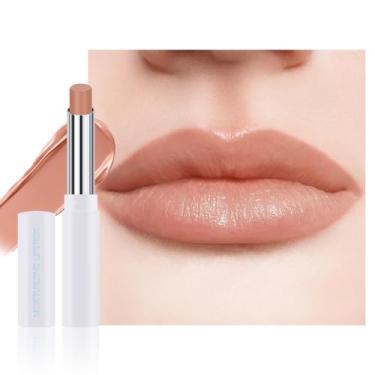 Imagem de HHLTOH 1 batom hidratante labial matizado – protetor labial fosco hidratante à prova d'água para mulheres, cor natural cremosa para lábios secos, acabamento fosco macio com aroma sutil (#07 pele de
