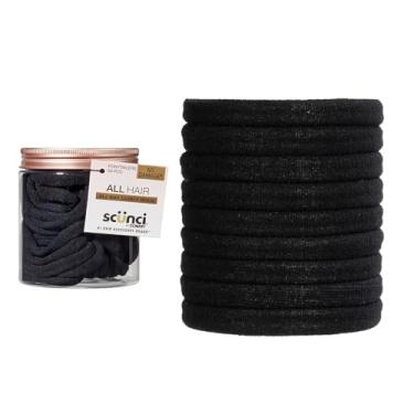 Imagem de Scunci by Conair Laços elásticos para cabelo sem danos - nylon macio - suporte para rabo de cavalo - acessórios de cabelo femininos - pacote com 50 frascos de armazenamento - Preto