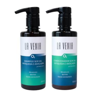 Imagem de Shampoo e Condicionador Antiqueda Anticaspa Sem Sal Ozonizado La Venia 300ml