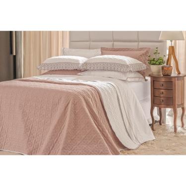 Imagem de Cobre Leito King Dupla Face Branco/Rose Charlote