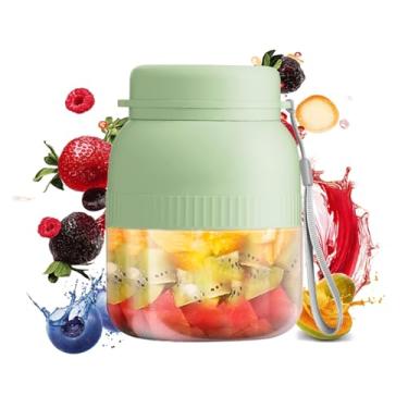 Imagem de Liquidificador portátil genérico, liquidificador pessoal, liquidificador de suco para shakes e smoothies, recarregável, sem fio, para escritório, academia, viagens (verde)