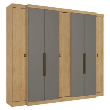 Imagem de Guarda Roupa Casal Supremo 7 Portas Nogal Gris Acetinado - THB