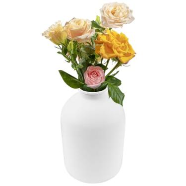 Imagem de ZFLYCANP Vaso de flores fosco de metal preto, vaso para flores, vaso de arranjos de flores fosco de ferro para mesa de centro de mesa, prateleira de casa, escritório, decoração de jardim (branco)