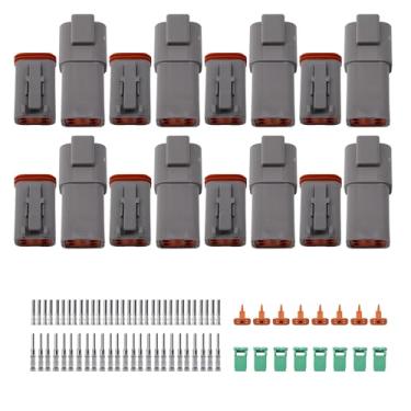 Imagem de OXCANO 8 conjuntos de 4 pinos Deutsch DT Connector Kit, conectores de fio automotivo à prova d'água Conectores elétricos com 16# Contatos carimbados para carro, caminhão, barco, caravana marítima