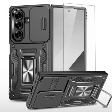 Imagem de FRLMOOES Capa para Samsung Galaxy Z Fold 7 com protetor de tela, capa de câmera deslizante integrada + anel de suporte de 360°, capa de telefone Zfold6 à prova de choque, antiarranhões, proteção