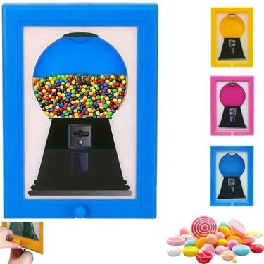 Imagem de Candy Dispenser, Creative Picture Frame Sweet Dispenser Machine, Hanging Candy Machine Photo Frame, Handy Bubble Gum Vending Toy for Home, Desk Decor and Display (Blue)