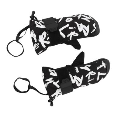 Imagem de Mingzhe Luvas Júnior do Esqui Mittens Isolados Watertight Black Graffiti Snowboarding Mittens Com Protetores do Pulso para Atividades Ao Ar Livre (M)