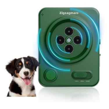 Imagem de Zigzagmars Dispositivo ultrassônico antilatido com modo de aplicativo automático e novo, controle de latido humano eficaz e seguro, dissuasor sônico à prova d'água recarregável com 3 níveis de