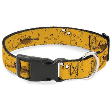 Imagem de Coleira de cachorro Cartoon Network com fivela de plástico, liberação rápida, fácil de ajustar, Adventure Time Jake dançando e violino, 28 a 40 cm de largura