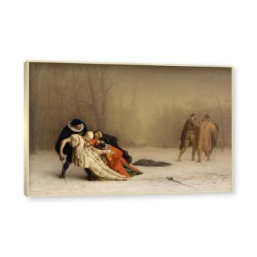 Imagem de Moldura de champanhe. Famosas pinturas a óleo, (O duelo após o baile de máscaras) de Jean Leon Gerome, reprodução impressa em tela, arte de cenário para decoração de sala de estar. 50 x 75 cm - 19,7 x