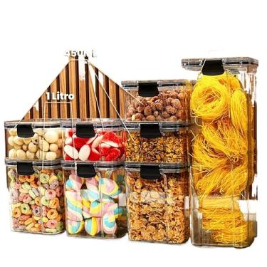 Imagem de Monte seu Kit Pote Hermético para Mantimentos de Cozinha Dispensa Armário Plástico(Kit 9-8 Potes)