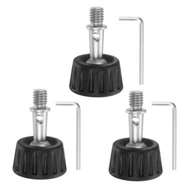 Imagem de PATIKIL Ponta de borracha, 3 peças universais antiderrapantes 3/8 polegadas rosca de borracha tripé almofada de pé cabeça esférica para substituição de pernas de monopé em superfície lisa e irregular