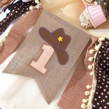 Imagem de HABP GLOBAL Banner de cadeira alta de 1º aniversário – decoração de festa de tecido cowboy rodeio – pano de fundo para chá de bebê e guirlanda de fotos