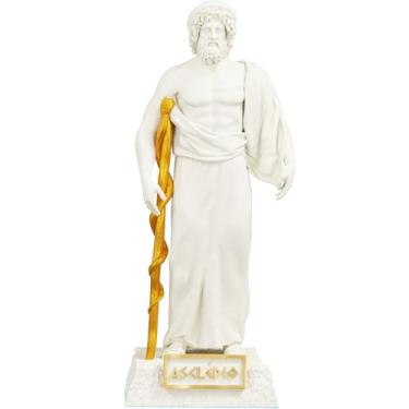 Imagem de Estátua Asclépio - Esculápio Deus Grego da Medicina - Versão 2 (Cor Mármore Dourado)