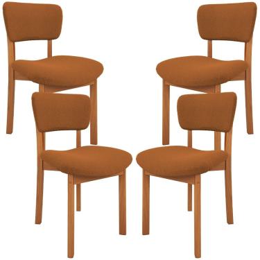 Imagem de Kit 04 Cadeiras Para Sala de Jantar Cozinha Living Estofada Dara L02 Bouclê Terracota - Lyam Decor