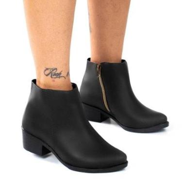 Imagem de Bota Feminina Cano Baixo Salto Zíper Confortável Leve Macia Antiderrapante-Feminino
