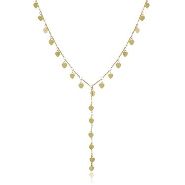 Imagem de Colar Gravata Corações Liso Semijoias Folheado A Ouro Dourado