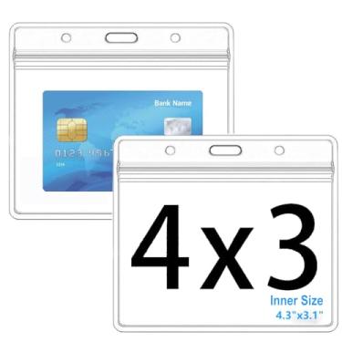 Imagem de Porta-crachá de identificação horizontal extragrosso com zíper resselável tipo impermeável (tamanho médio de 10 x 7 cm, 10 unidades)