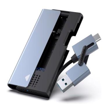 Imagem de Case SSD M.2 NVMe SATA 10Gbps USB 3.2 Tipo-C/A Gabinete Adaptador M-Key (B+M) Key UASP Trim para SSD 2242/2280 Cabo Integrado
