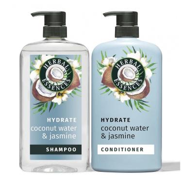 Imagem de Shampoo e Condicionador 865 mL Jasmim e Coco para Cabelos Secos, HERBAL ESSENCES, Branco