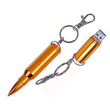 Imagem de WooTeck Pen Drive USB 3.0 de metal brilhante de 128 GB com chaveiro, dourado