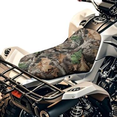 Imagem de Horeset Capa de assento de quadriciclo camuflagem caça floresta quatro rodas acessórios capas universais esportes Powersports impermeável elástico ATV assentos traseiros respirável proteção acolchoada