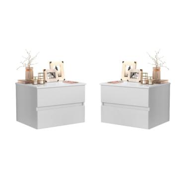 Imagem de Kit 2 Mesas de Cabeceira Tóquio Criador Quarto Suspensa(Branco)