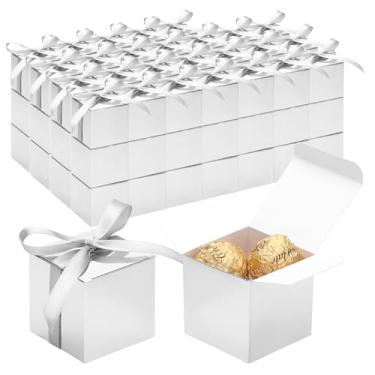 Imagem de EUSOAR Caixas de presente pequenas com tampas, 120 peças, 5 x 5 x 5 cm, caixa de lembrancinha de festa, calendário do advento com fita, caixa de doces em cubos, mini sacos de muffins recipiente