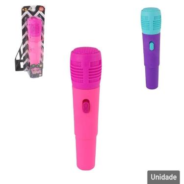Imagem de Microfone Musical Infantil POP Star LUZ SOM Color - Tudo em Caixa