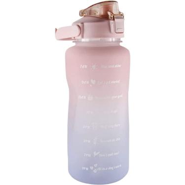 Imagem de Garrafa de água motivacional de 2 litros de capacidade sem BPA azul-laranja