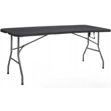 Imagem de Mesa Dobrável Portátil 1.80m que Vira Maleta com Alça - Para Camping, Pesca, Jardim e Área Externa, Interna(Preto)