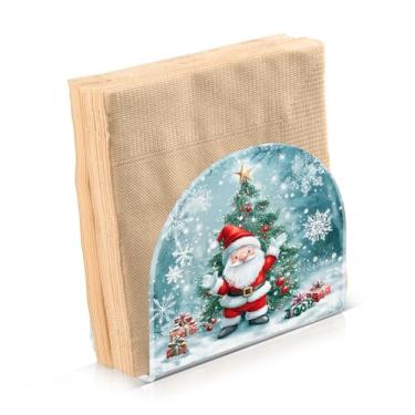 Imagem de Árvore de Natal flocos de neve Papai Noel porta-guardanapos, suportes de guardanapo de acrílico para mesa dispensador de guardanapos de coquetel suporte de papel para cozinha jantar restaurante casa
