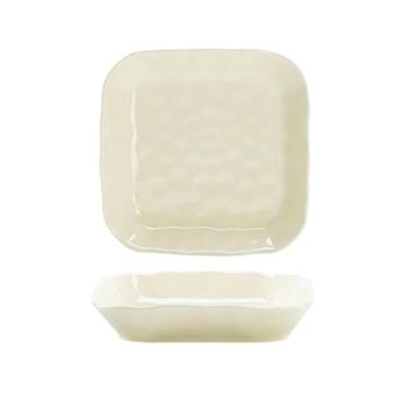 Imagem de Tigelas domésticas, pratos, pauzinhos, conjunto de utensílios de mesa personalizados de cerâmica - prato quadrado amarelo de 21,6 cm