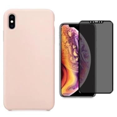 Imagem de Capa Capinha Para iPhone Xr Nude Aveludada + Película Privacidade