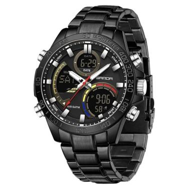 Imagem de Relógio militar masculino de luxo, aço inoxidável 6269 sanda