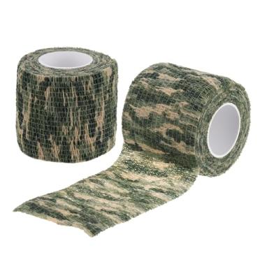 Imagem de Fita camuflada de 5 cm x 4,5 m, 2 rolos de fita de camuflagem autoadesiva para caça, escalada, lanterna, câmera externa, grama