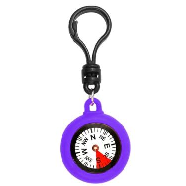 Imagem de Bússola mosquetão com clipe de mochila de acrílico - ferramenta direcional de alta precisão para caminhadas, acampamento e atividades ao ar livre, roxo DJA1140-02