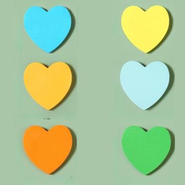 Imagem de 6 blocos em forma de coração, notas adesivas coloridas transparentes, 50 folhas/bloco, escola, professor, material de escritório, acessórios