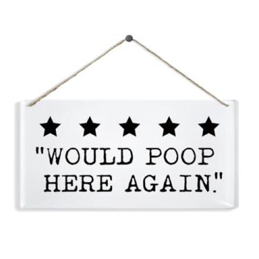 Imagem de Placa Poop Here Again, placas de acrílico engraçadas para banheiro, decorações rústicas para pendurar na parede, cabide de porta de banheiro, placa decorativa de acrílico, placas para decoração de